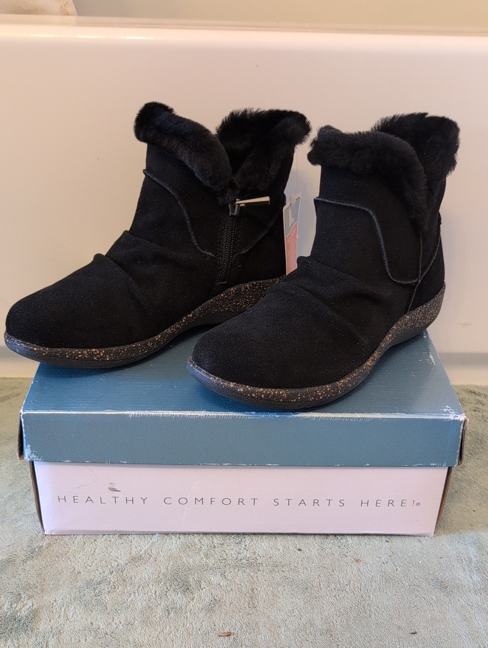 Aetrex Remi BLACK Ankle Booties 6-6.5 EU 36